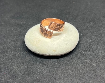 Hexagon Pattern Copper Twist Ring, Copper Ring, Adjustable Copper Ring, Hand-made Copper Ring