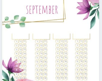 Floral Habit Tracker Printable | Monthly Goals, Watercolor Leaf (Digital Download)