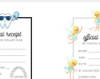 2 Versions Lost Tooth Receipt For Boy and Girl | Printable Tooth Fairy Certificate
