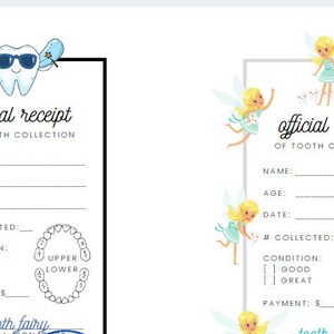 2 Versiones Recibo de Diente Perdido para Niño y Niña / Certificado Imprimible del Ratoncito Pérez