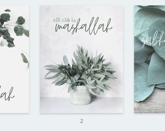 Islamic Wall Art Prints | Eucalyptus, Bismillah Mashallah Subhanallah (Digital Download)