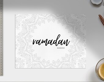 Ramadan Mubarak Print | Silver and Gold Islamic Holiday Decor (Digital Download)