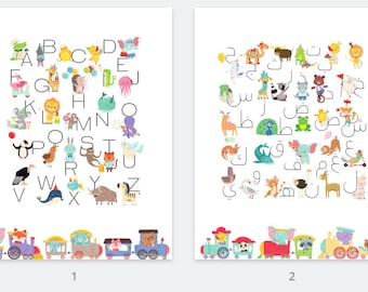 English Arabic Animal Alphabet Print | Nursery, Sunday School (Digital Download)