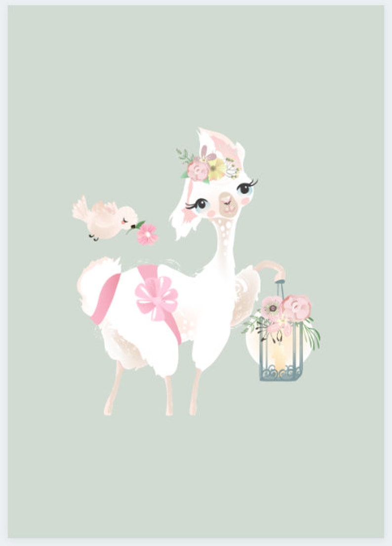 Llama Printable Poster Floral Nursery Llama Decor - Etsy