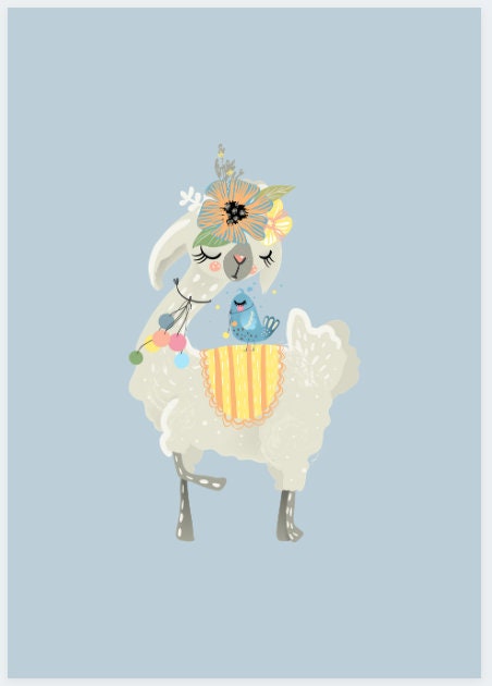 Llama Printable Poster Floral Nursery Llama Decor - Etsy