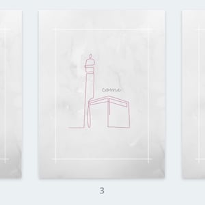 Printable Set of 5 Pillars of Islam | Minimalist Home Nursery Art  | Pink Grey White Muslim Bedroom Decor | Wall Hanging | Poster Printable