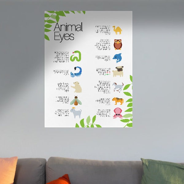 Animal Eye Facts Poster | Wall Art For Optometry, Ophthalmology, Pediatric Doctor's Office | Peds | Classroom Decor | Gift for Staff