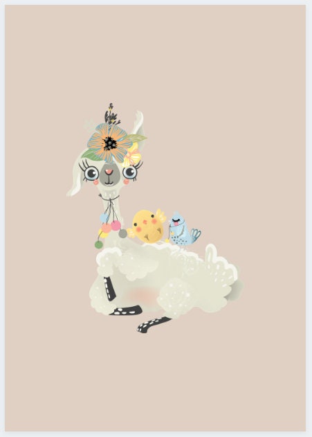 Llama Printable Poster Floral Nursery Llama Decor - Etsy