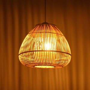 Bamboo Mushroom Lampshade Ceiling light Double Layer,Basket Lamp Shade,Woven Light Shade,Wicker Hanging Lamp, Vintage Pendant boho decor