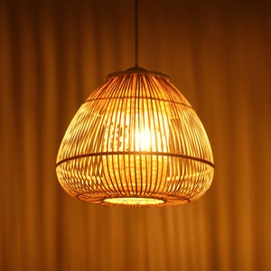 Bamboo Mushroom Lampshade Ceiling light Double Layer,Basket Lamp Shade,Woven Light Shade,Wicker Hanging Lamp, Vintage Pendant boho decor