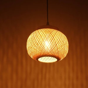 Bamboo pendant light Eco-friendly Lampshade Handmade round home decor light Wicker Ceiling Lamp