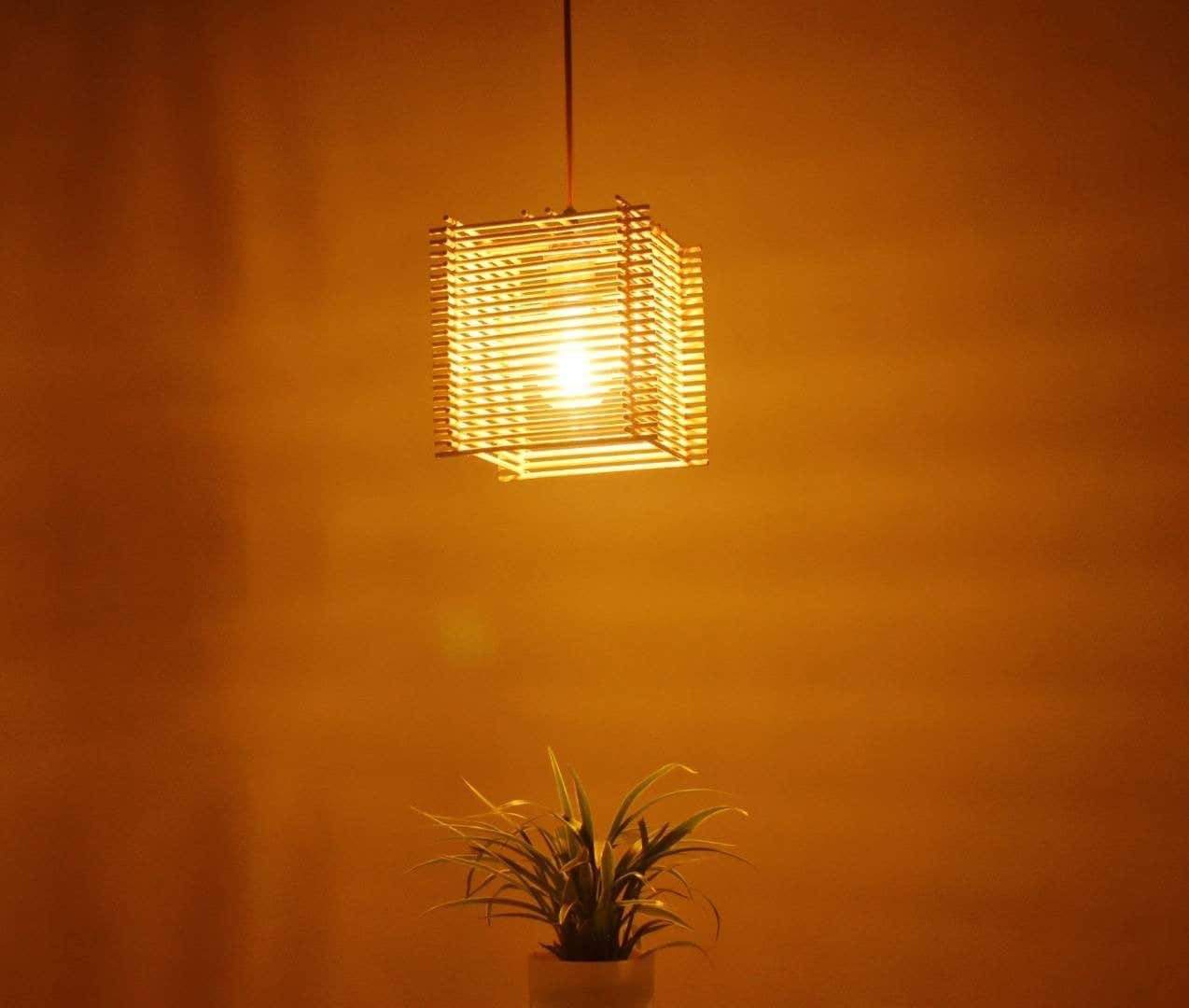 DIY Lampshade Made From Bamboo Sticks