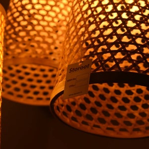 Honey comb Bamboo Lampshade conical shape Handmade Lantern Wicker Hanging Lamp Woven Ceiling Light Rattan Pendant Lamp shade image 7