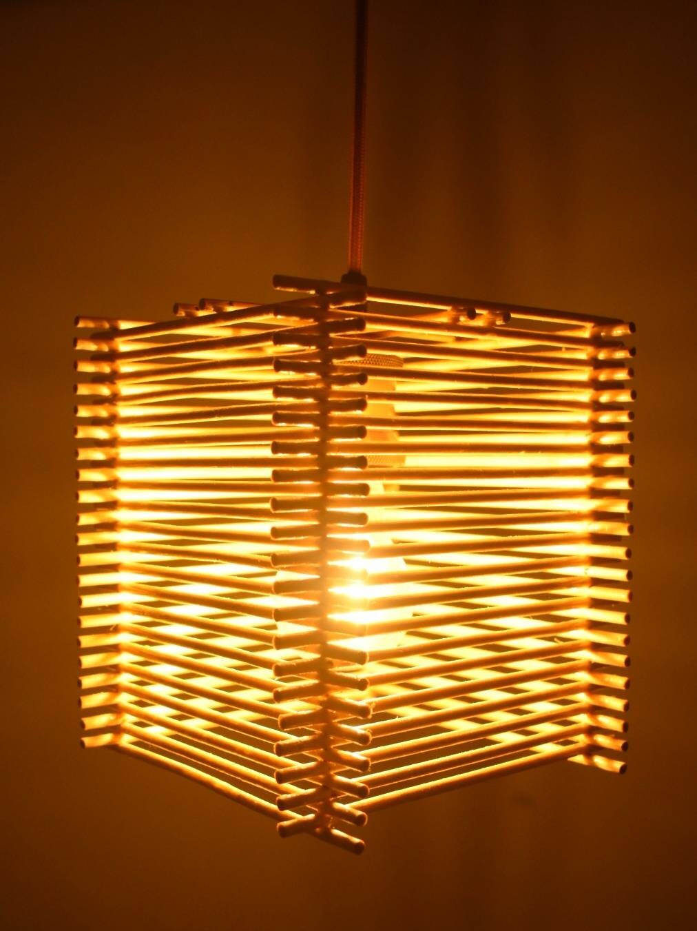 Square Bamboo Lampshade ceiling Light 
