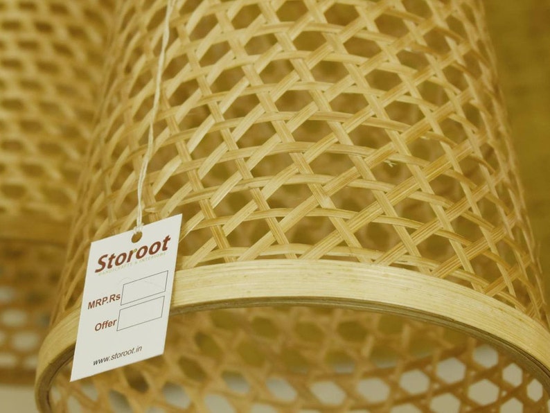 Honey comb Bamboo Lampshade conical shape Handmade Lantern Wicker Hanging Lamp Woven Ceiling Light Rattan Pendant Lamp shade image 3