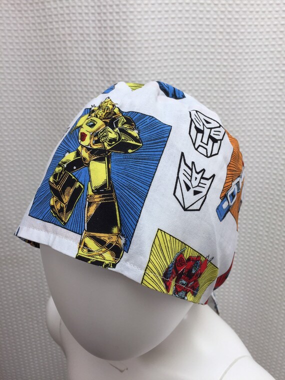 Cute Scrub Cap - Transformers Prints Reversible Surgical Hat 100% Cotton Washable Unisex