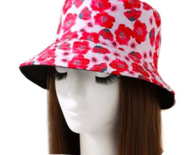 Women's Men's Poppy Bucket Boonie Hat Festival Summer Sun Beach Reversible Hats