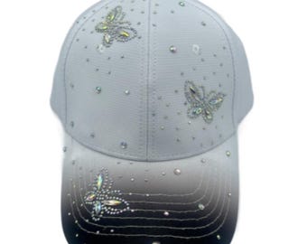 Rhinestone Butterfly Bling Women's Baseball Cap Hat