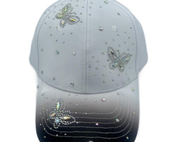 Rhinestone Butterfly Bling Women's Baseball Cap Hat