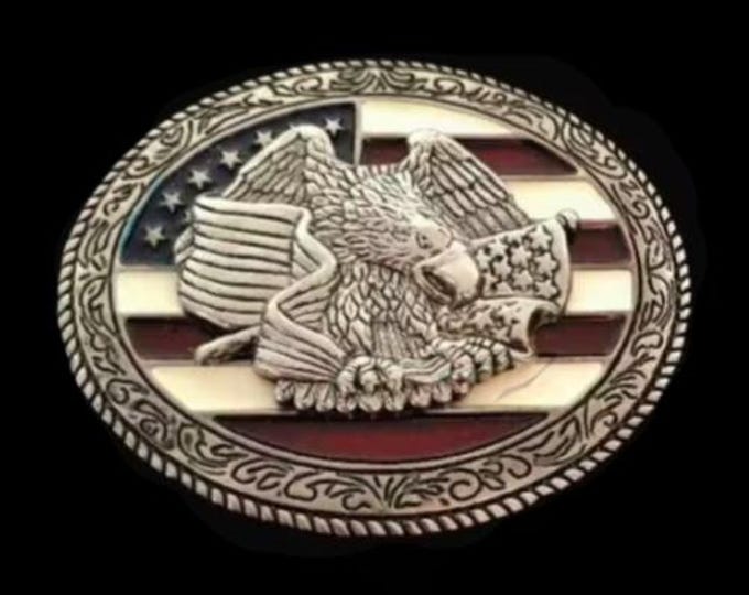 Belt Buckle American Flag Old Glory Stars Stripes Eagle Buckles