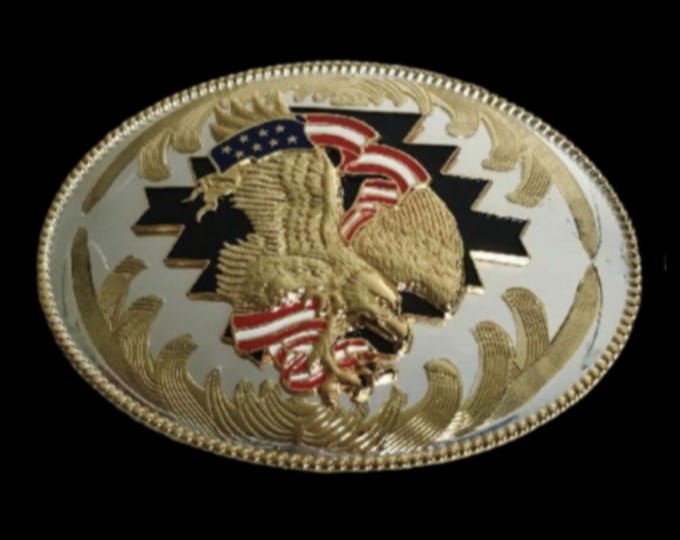 Belt Buckle Golden Eagle American Flag Bald Eagle's USA Big Western Belts Buckles