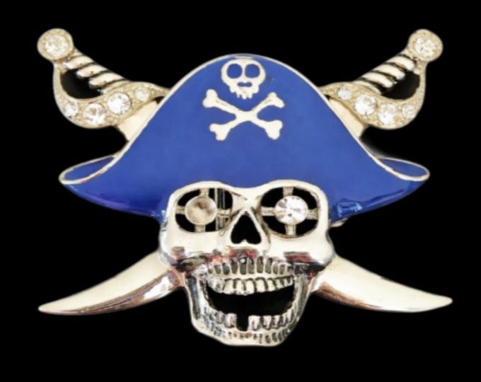Pirate Skull Head Sword Human Skull Crossbones Belt Buckle Buckle