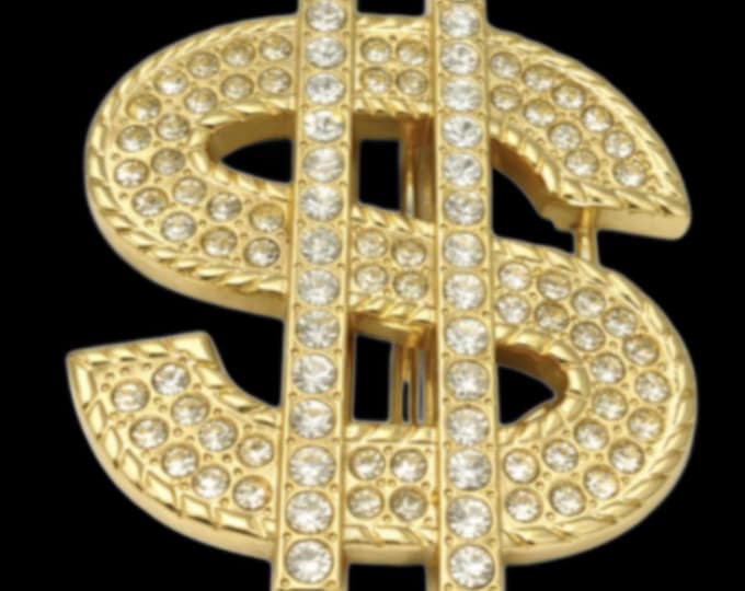 Dollar Sign Belt Buckle Money Blinged Bling Rhinestone Punk Hip Hop Rock