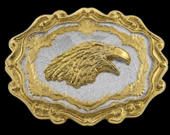 Western Floral Pattern Eagle Head Metal Belt Buckle Buckles