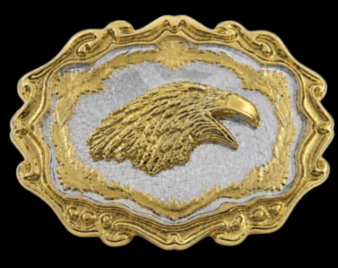 Western Floral Pattern Eagle Head Metal Belt Buckle Buckles