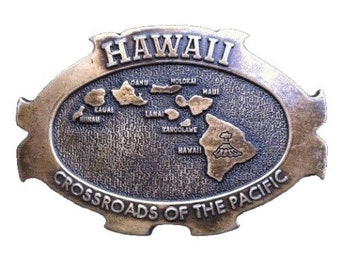 Belt Buckle Hawaii Crossroads Of The Pacific Map Island Hawaiian Belts Buckles