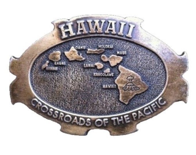 Belt Buckle Hawaii Crossroads Of The Pacific Map Island Hawaiian Belts Buckles