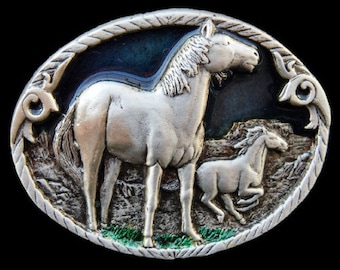 Hebilla de cinturón de peltre de rodeo de vaquero de caballo salvaje occidental