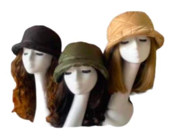 Women Soft Warm Winter Quilted Bucket Hat Foldable Crushable Cap New