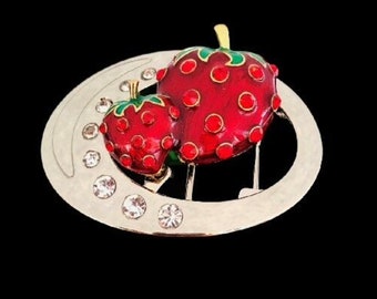 Belt Buckle Strawberry Fruit Rhinestone Red Strawberries Women's Belts Buckles