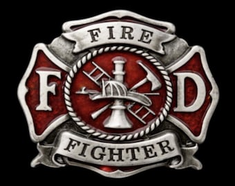 Fireman Belt Buckle Firefighters Firemen FD Fire Dept Hat Axe Ladder Belts & Buckles