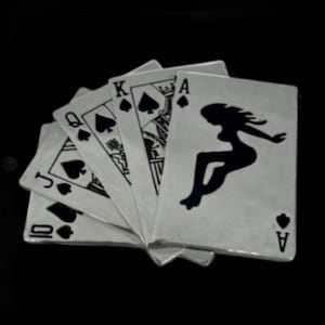 Royal Straight Flush Casino Gambling Poker  Mudflap Belt Buckle