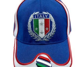 Italy Soccer Logo Italia Country Flag Sport Blue Hat Cap