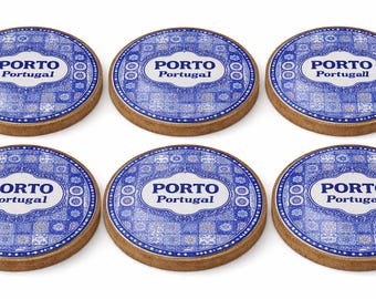 Traditional Tiles Imagery Portugal Cityscape Coaster Set of 6 Piece Souvenir