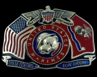 US Navy Marines Flag These Colors Don't Run Belt Buckle