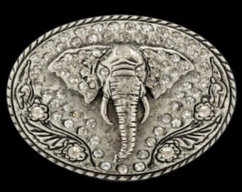 Elephant Belt Buckle Rhinestone African Animal