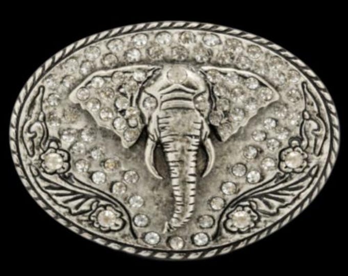 Elephant Belt Buckle Rhinestone African Animal
