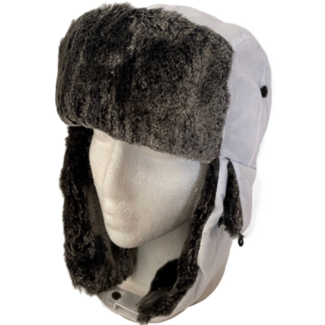 Unisex White  Winter Trapper Hat with Faux Fur Lining & Ear Flaps Warm Russian Sakkas Unisex Weatherproof Nylon Faux Fur Lined Winter  main image 4