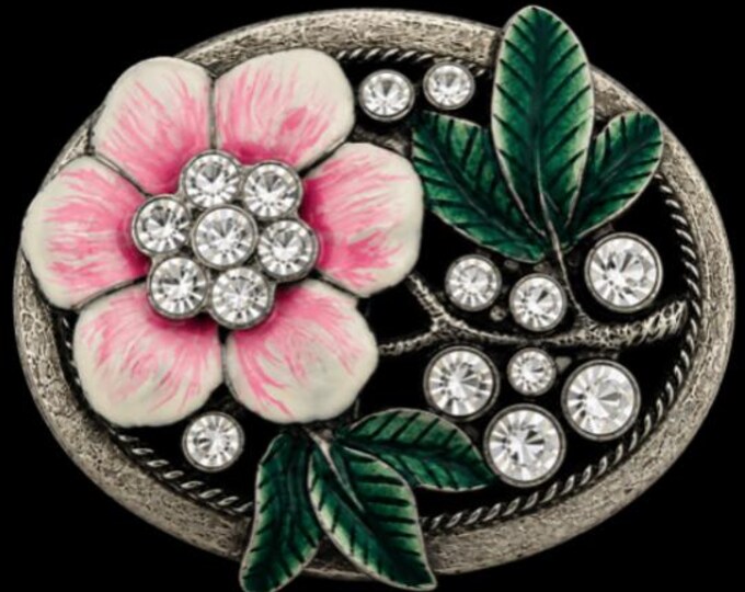 Flower Pink Flowers Rhinestones Women Fashion Belt Buckle Buckles