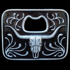 Belt Buckle Longhorn Texas Steer Western Bottle Opener Buckles