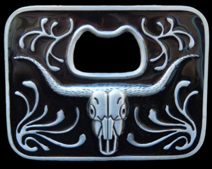 Belt Buckle Longhorn Texas Steer Western Bottle Opener Buckles