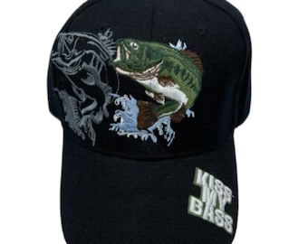 Kiss My Bass Fish Fisherman Fishermen Baseball Cap Hat