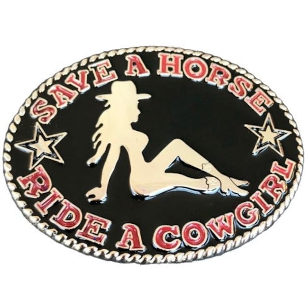 Cowgirls Save Horse Ride Cowgirl Rodeo Western Belt Buckle Buckles