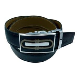 Genuine Leather Men&#39;s Ratchet Dress Belts With Adjustable Automatic Buckles