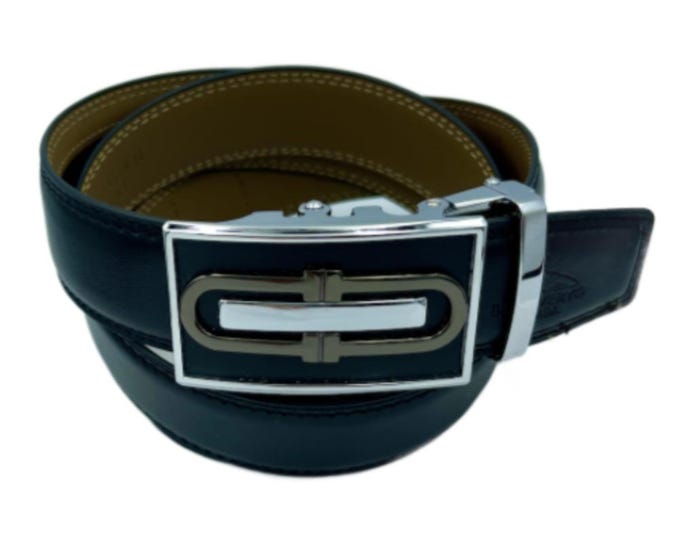 Genuine Leather Men's Ratchet Dress Belts With Adjustable Automatic Buckles