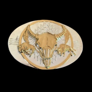 2 Toned Texas Steer Longhorns Longhorn Western Belt Buckle
